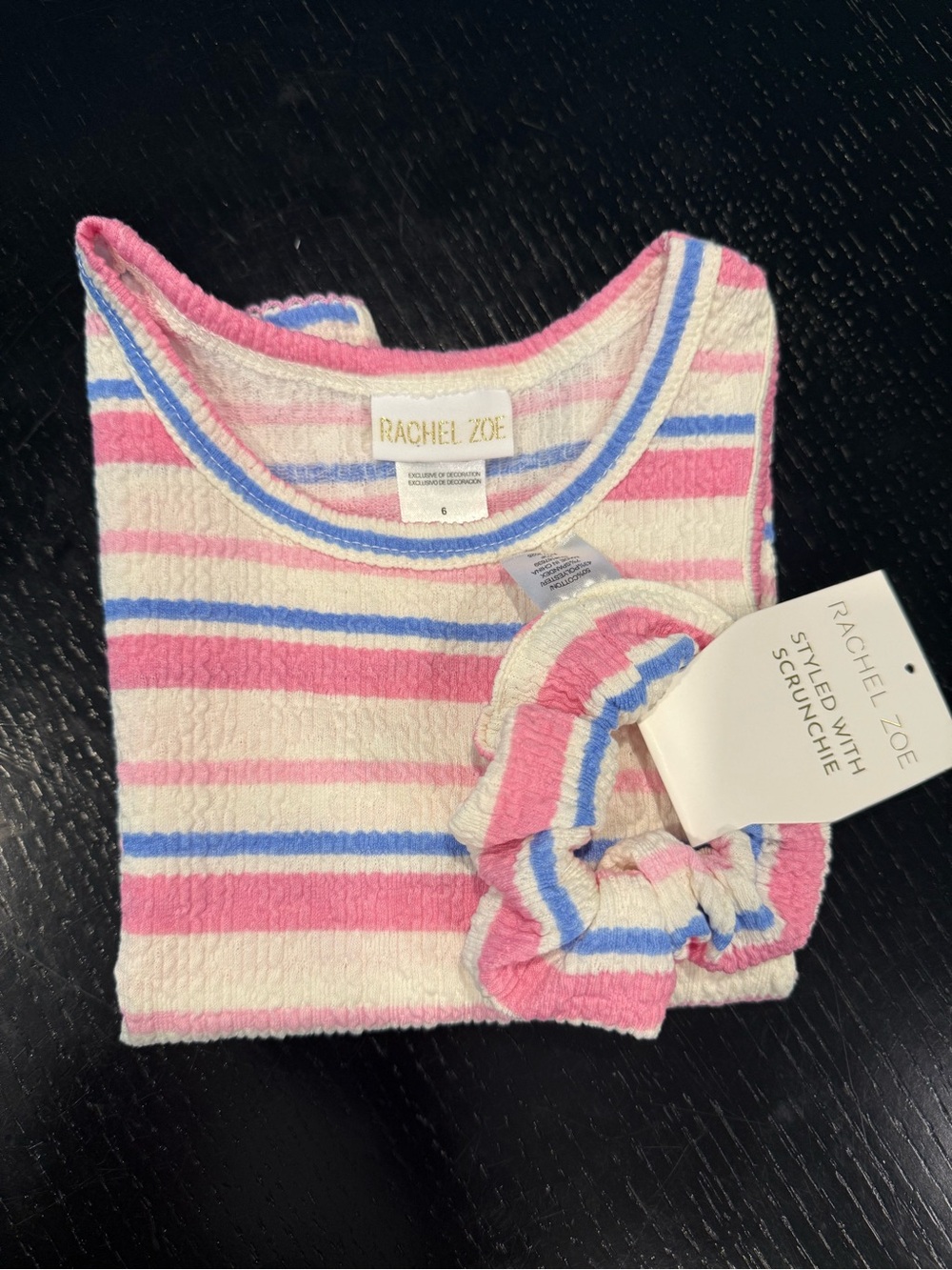 Rachel Zoe Pink, Blue & Cream Striped Knit Tank with Matching Scrunchie